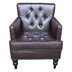 Halozone Harrison Tufted Club Chair - Brown Polyurethane - Birch Wood Legs