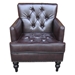 Halozone Harrison Tufted Club Chair - Brown Polyurethane - Birch Wood Legs - CAB3058