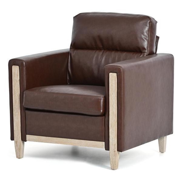 Hedgerow 1 Seater Sofa - Brown Polyurethane - Rubber Wood Legs 