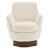 Luminyst Swivel Accent Chair - Beige Polyester - Gold Stainless Steel Base