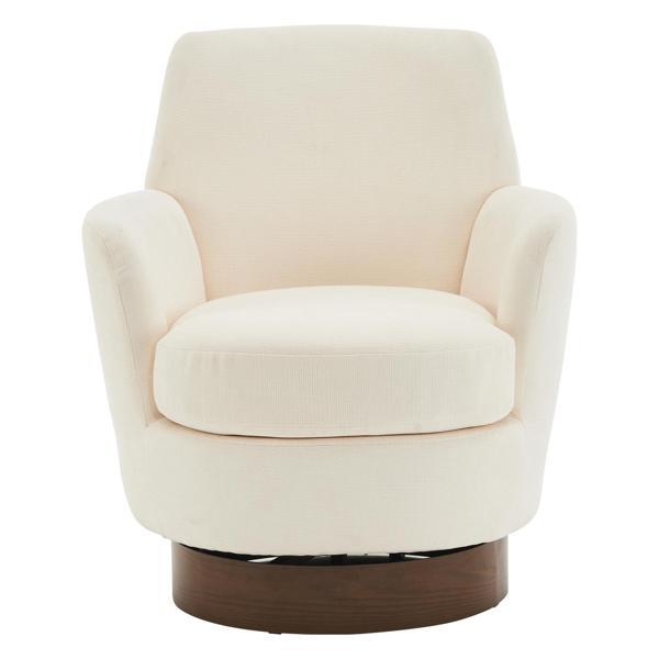 Luminyst Swivel Accent Chair - Beige Polyester - Gold Stainless Steel Base 