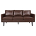 Xylophia 74" 3 Seater Sofa - Dark Brown Faux Leather - Birch Wood Legs