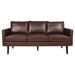 Xylophia 74" 3 Seater Sofa - Dark Brown Faux Leather - Birch Wood Legs - CAB3068