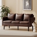 Xylophia 74" 3 Seater Sofa - Dark Brown Faux Leather - Birch Wood Legs - CAB3068