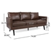 Xylophia 74" 3 Seater Sofa - Dark Brown Faux Leather - Birch Wood Legs - CAB3068