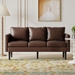 Xylophia 74" 3 Seater Sofa - Dark Brown Faux Leather - Birch Wood Legs - CAB3068