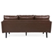 Xylophia 74" 3 Seater Sofa - Dark Brown Faux Leather - Birch Wood Legs - CAB3068