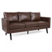 Xylophia 74" 3 Seater Sofa - Dark Brown Faux Leather - Birch Wood Legs - CAB3068