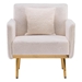 Virella Accent Chair - White Fleece - Gold-Finished Metal Dowel Legs - CAB3075