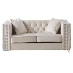 Keren Loveseat - Ivory Velvet 