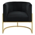 Bijou Accent Chair with Curved Backrest and Golden Metal Stand - Black Velvet