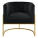 Bijou Accent Chair with Curved Backrest and Golden Metal Stand - Black Velvet - CAB3082