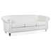 Eldridge 84" Rolled Arm Chesterfield 3 Seater Sofa - White Teddy Velvet Cover - Acrylic Legs