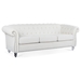 Eldridge 84" Rolled Arm Chesterfield 3 Seater Sofa - White Teddy Velvet Cover - Acrylic Legs - CAB3087