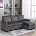 Quintina 77" Reversible Sectional Storage Sleeper Sofa Bed - L-Shape 2 Seater Sectional Chaise with Storage - Dark Grey Velvet Fabric - CAB3089