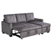 Quintina 77" Reversible Sectional Storage Sleeper Sofa Bed - L-Shape 2 Seater Sectional Chaise with Storage - Dark Grey Velvet Fabric - CAB3089