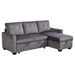 Quintina 77" Reversible Sectional Storage Sleeper Sofa Bed - L-Shape 2 Seater Sectional Chaise with Storage - Dark Grey Velvet Fabric - CAB3089