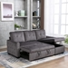 Quintina 77" Reversible Sectional Storage Sleeper Sofa Bed - L-Shape 2 Seater Sectional Chaise with Storage - Dark Grey Velvet Fabric - CAB3089