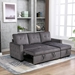 Quintina 77" Reversible Sectional Storage Sleeper Sofa Bed - L-Shape 2 Seater Sectional Chaise with Storage - Dark Grey Velvet Fabric - CAB3089