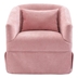 Blossom Hill Swivel Accent Armchair - Pink Linen Blend - Metal Frame