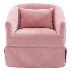 Blossom Hill Swivel Accent Armchair - Pink Linen Blend - Metal Frame 