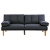 Calgary 71" Adjustable Sofa Bed - Black Polyfiber - Solid Wood Legs