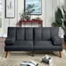 Calgary 71" Adjustable Sofa Bed - Black Polyfiber - Solid Wood Legs - CAB3101