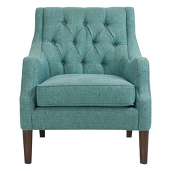 Palm Springs Accent Chair - Button Tufted - Teal - Espresso Finish Legs 