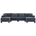 Camberwell 133 Sectional Sofa - Grey Corduroy - Solid Wood Frame and Legs