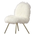 Emberly Contemporary Glam Accent Chair - White Gold Fabric Faux Fur - Gold Finish Frame