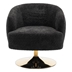 Vylar Accent Swivel Chair - Black Chenille - Gold Metal Round Base