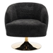 Vylar Accent Swivel Chair - Black Chenille - Gold Metal Round Base - CAB3117