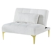 Terra Nova Sofa Bed Futon - White Teddy Fabric - Gold Metal Legs - CAB3121