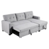 Cascadia 82" Upholstered Pull out Sectional Sofa with Chaise - Light Gray Linen