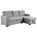 Cascadia 82" Upholstered Pull out Sectional Sofa with Chaise - Light Gray Linen - CAB3127