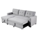 Cascadia 82" Upholstered Pull out Sectional Sofa with Chaise - Light Gray Linen - CAB3127