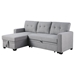 Cascadia 82" Upholstered Pull out Sectional Sofa with Chaise - Light Gray Linen - CAB3127