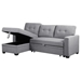 Cascadia 82" Upholstered Pull out Sectional Sofa with Chaise - Light Gray Linen - CAB3127