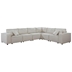 Skypetal 127.5" Modular Sectional Sofa in Beige Linen - 5 Accent Pillows