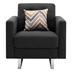 Oceanus 33.5" Dark Gray Linen Fabric Armchair with Metal Legs - Side Pockets - and Pillow