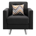 Oceanus 33.5" Dark Gray Linen Fabric Armchair with Metal Legs - Side Pockets - and Pillow - CAB3147