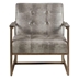 Winnifred Lounge Chair - Grey Snakeskin Patterned Polyurethane - Antique Bronze Finish Frame