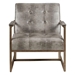 Winnifred Lounge Chair - Grey Snakeskin Patterned Polyurethane - Antique Bronze Finish Frame - CAB3148