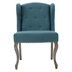 Kelda Single Chair - Teal Fabric - Weathered Finish Cabriole Legs