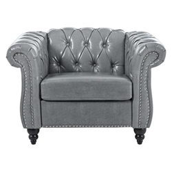 Eldridge 1 Seater Sofa For Living Room - Gray Polyurethane Fabric - Birch Legs 