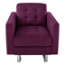 Selenite 33.5" Armchair with Tufted Cushions - Purple Linen Fabric - Metal Legs