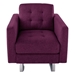 Selenite 33.5" Armchair with Tufted Cushions - Purple Linen Fabric - Metal Legs - CAB3157