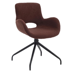 Pulsa Teddy Velvet Upholstered Chair with Metal Legs - Dark Brown 