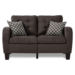 Dawnridge Loveseat with Tufted Detail Textured Fabric Upholstery - Chocolate Brown - Solid Wood Frame 