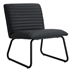 Valtorin Black Armless Sofa Chair with Polyurethane Backrest and Black Metal Legs